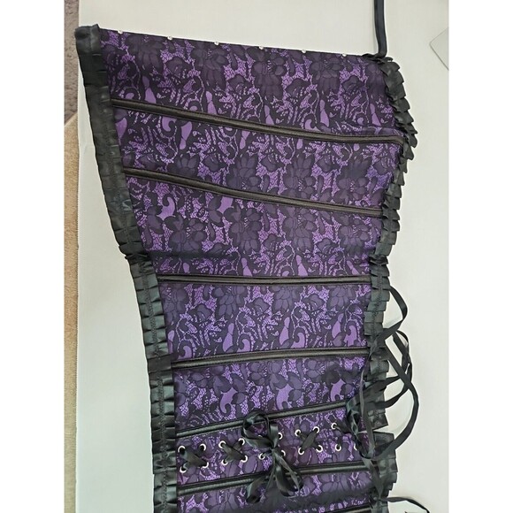 NEW Purple Black Lace Design Corset Top Sweetheart Crop Womens Size 6XL Plus - Picture 13 of 14